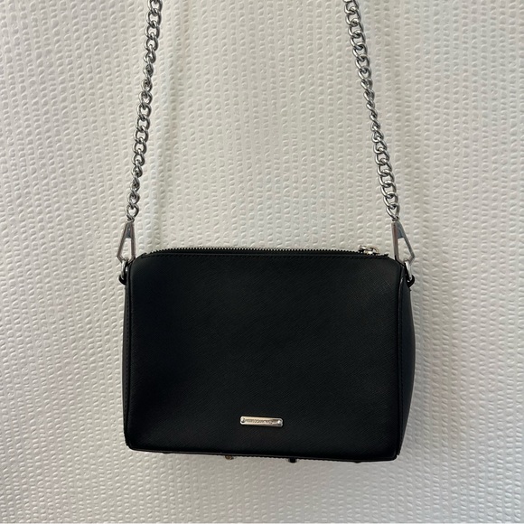 Rebecca Minkoff Avery Saffiano Black Leather Crossbody Bag - Picture 11 of 14